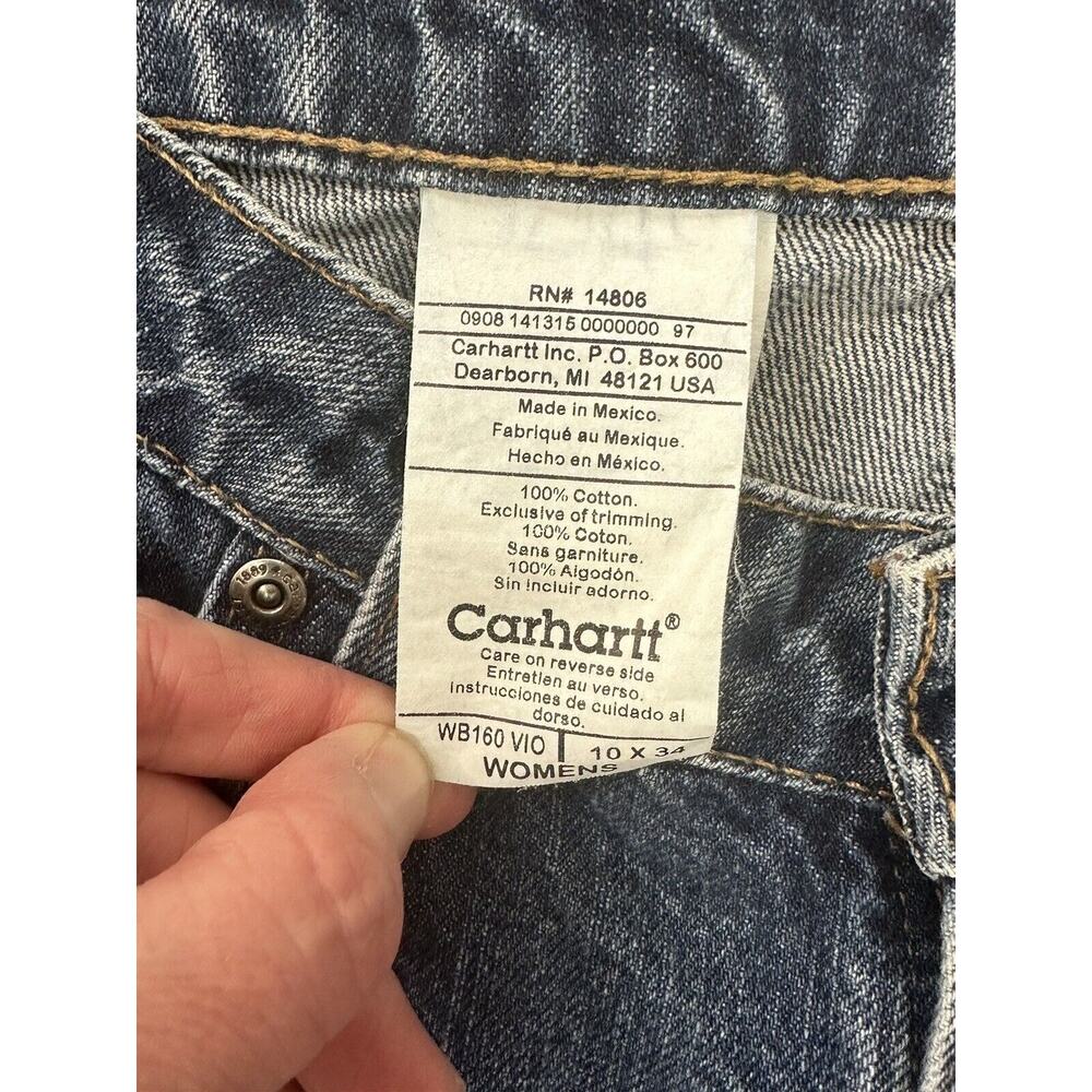 Carhartt WomensJeans Size 10 34 Workwear WB160 Denim Blue Medium Wash 10x34 - Picture 7 of 10